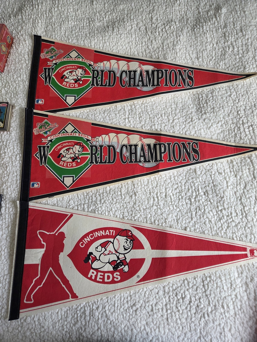 MLB Cincinnati Reds 90s Set Of Three  World Champions Pennants